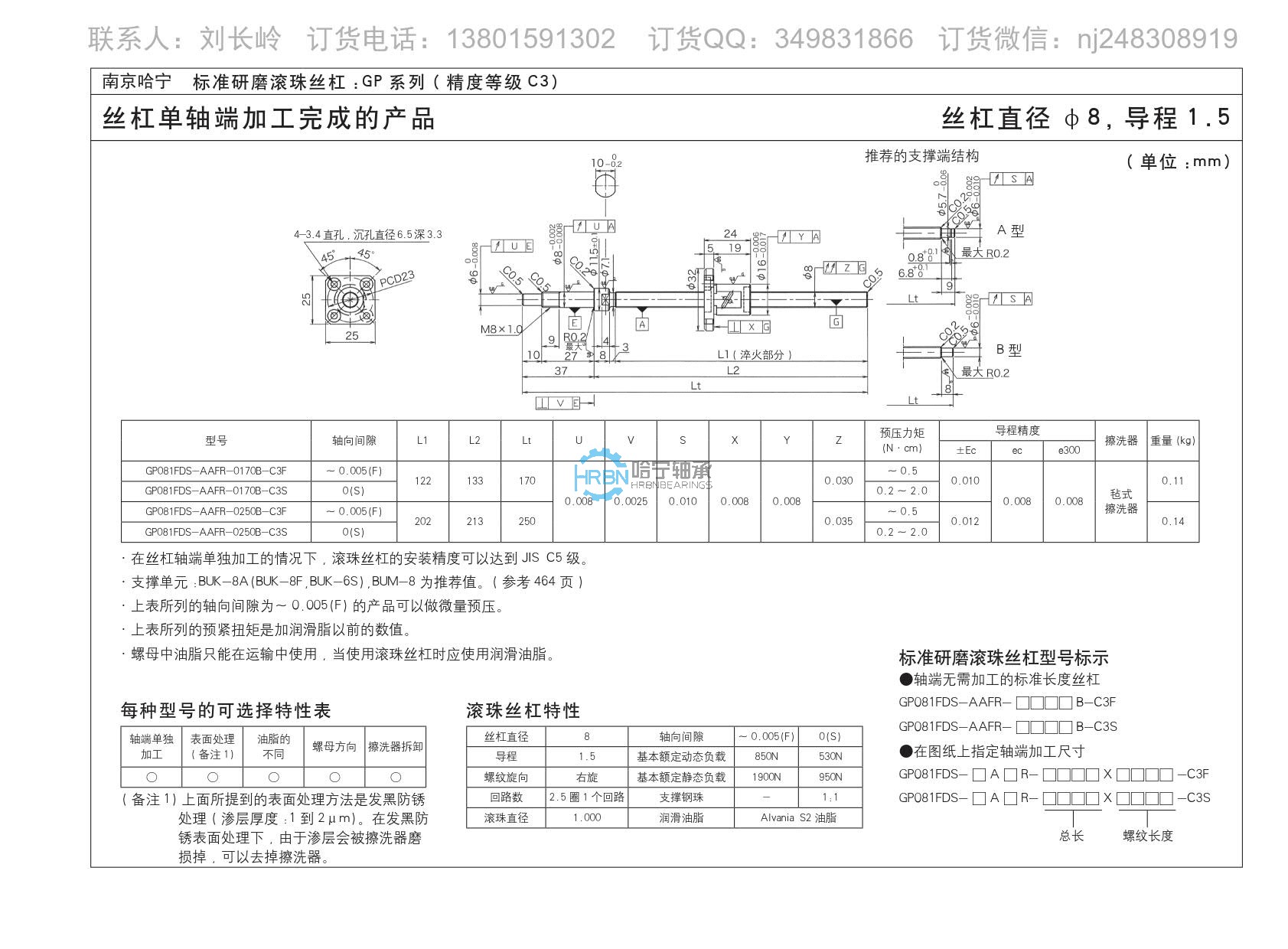 gp081fds-aafr-0250b-c3s滚珠丝杠副kuroda黑田