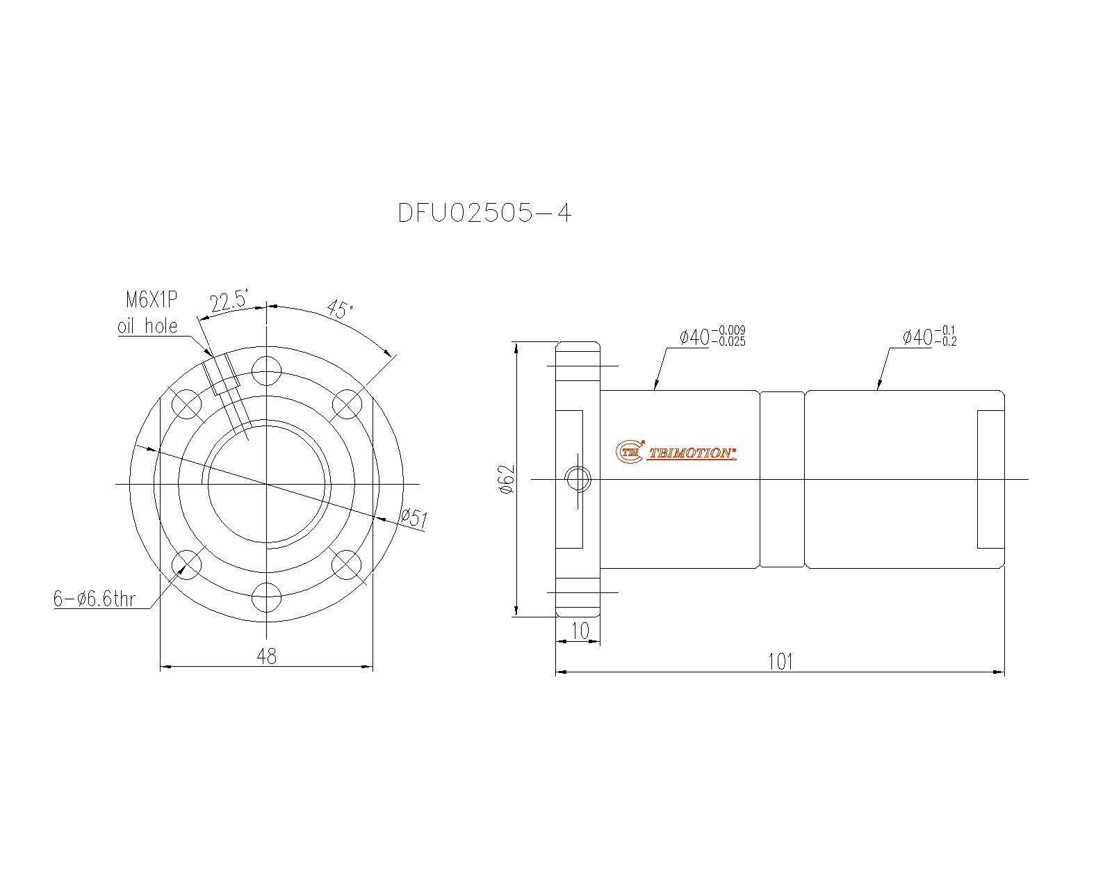 DFU02505-4滚珠丝杆螺母TBI品牌南京哈宁现货供应