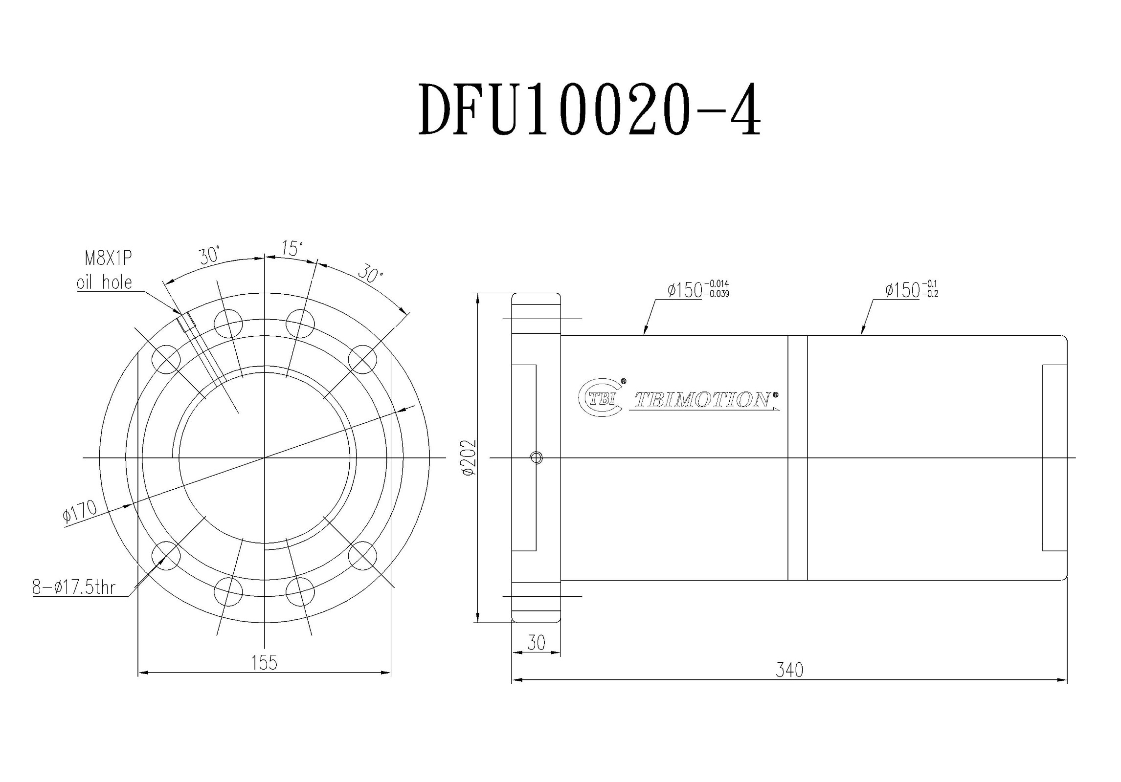 DFU10020-4滚珠丝杆螺母TBI品牌南京哈宁现货供应