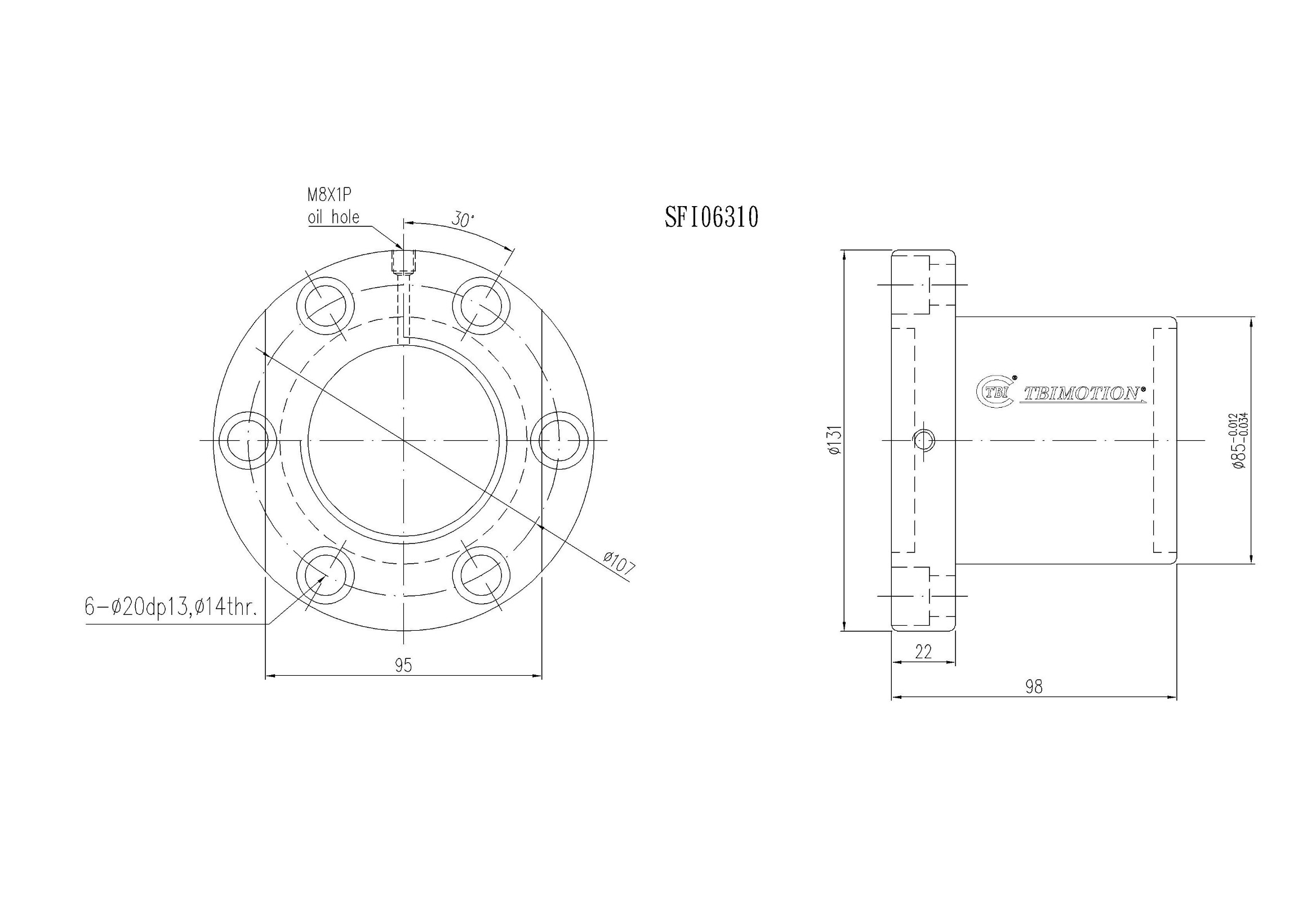 SFI06310-4滚珠丝杆螺母TBI品牌南京哈宁现货供应