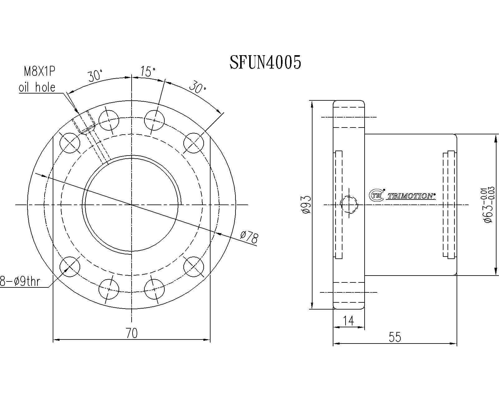 SFNU04005-4滚珠丝杆螺母TBI品牌南京哈宁现货供应