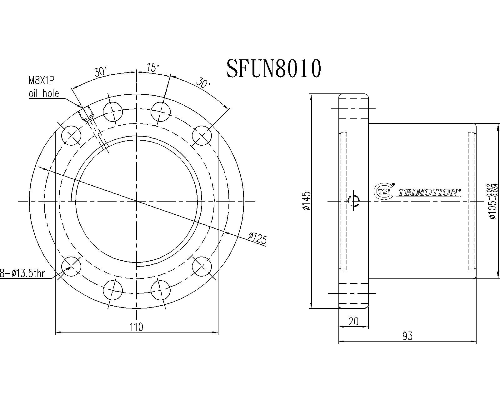 SFNU08010-4滚珠丝杆螺母TBI品牌南京哈宁现货供应