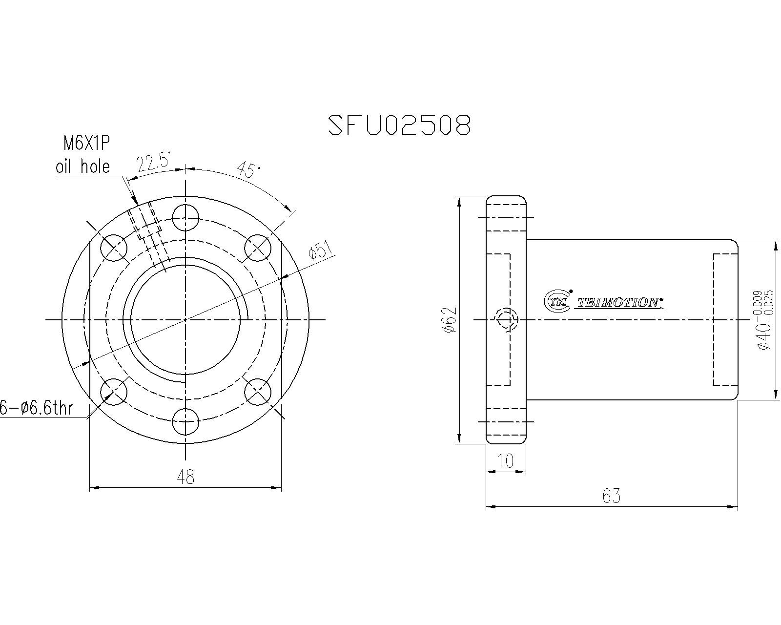 SFU02508-4滚珠丝杆螺母TBI品牌南京哈宁现货供应